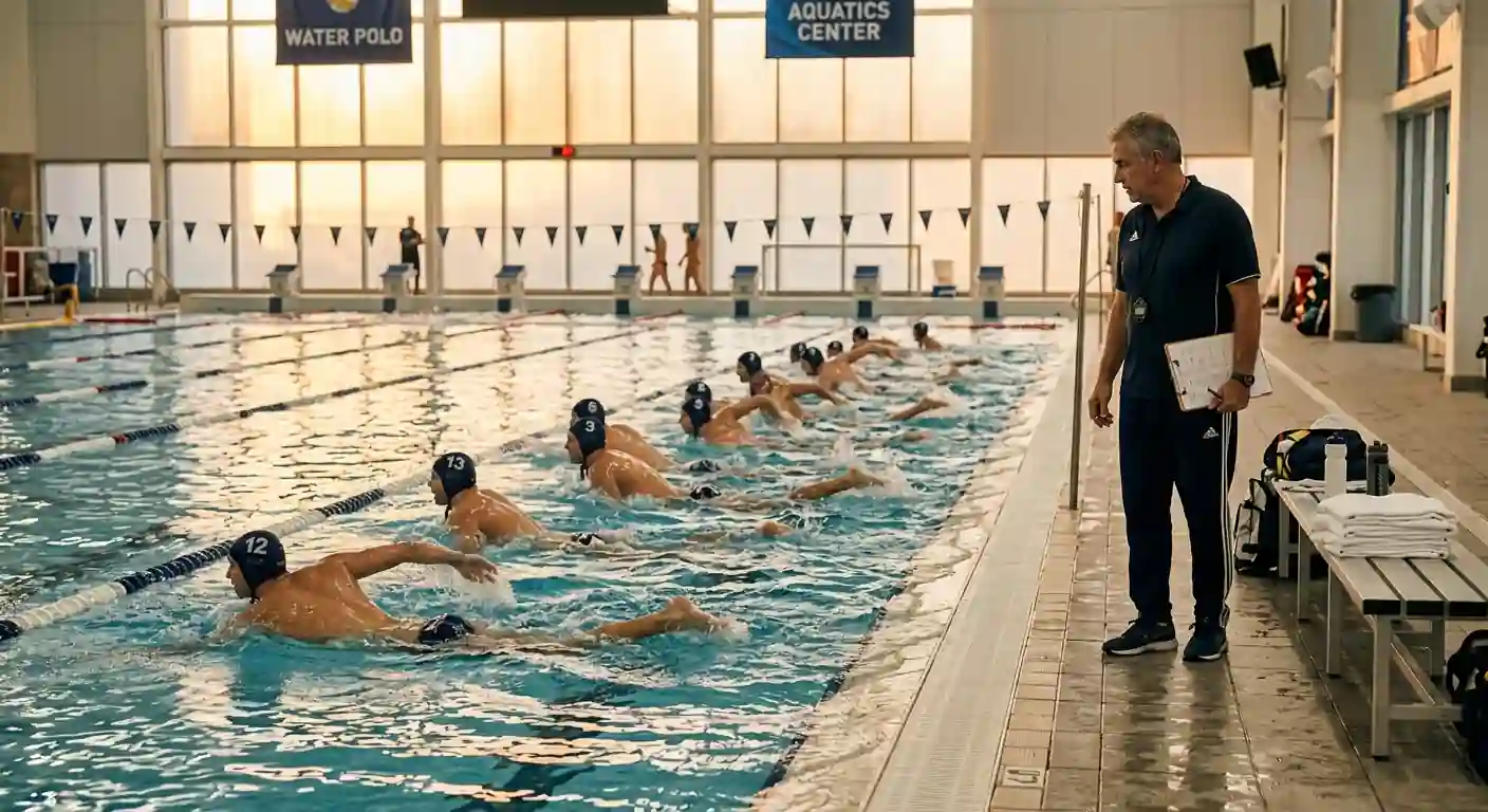 Allenamento del Settebello durante il ciclo olimpico di pallanuoto
