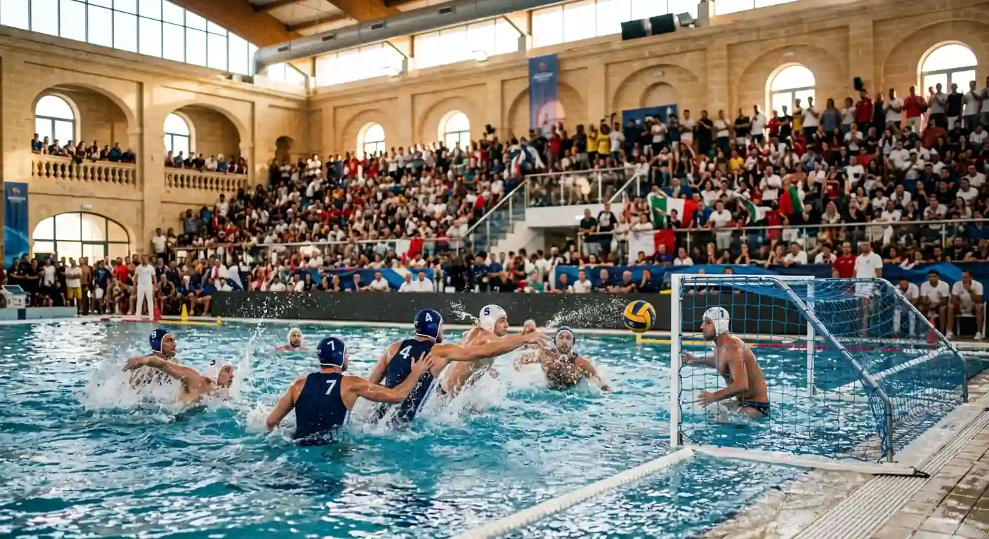 Pro Recco in vasca durante la finale di Champions League pallanuoto a Malta
