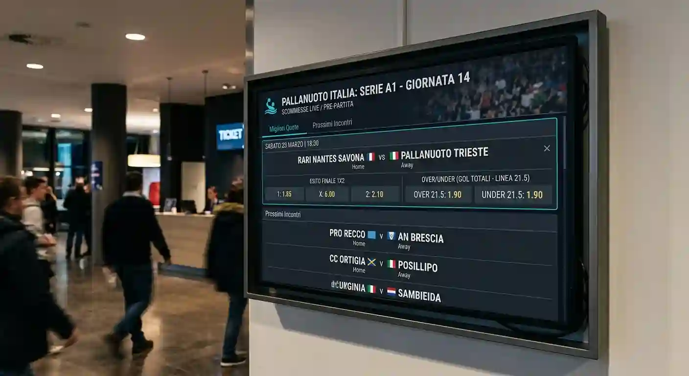 Tabellone con quote AN Brescia in una giornata di Serie A1 di pallanuoto