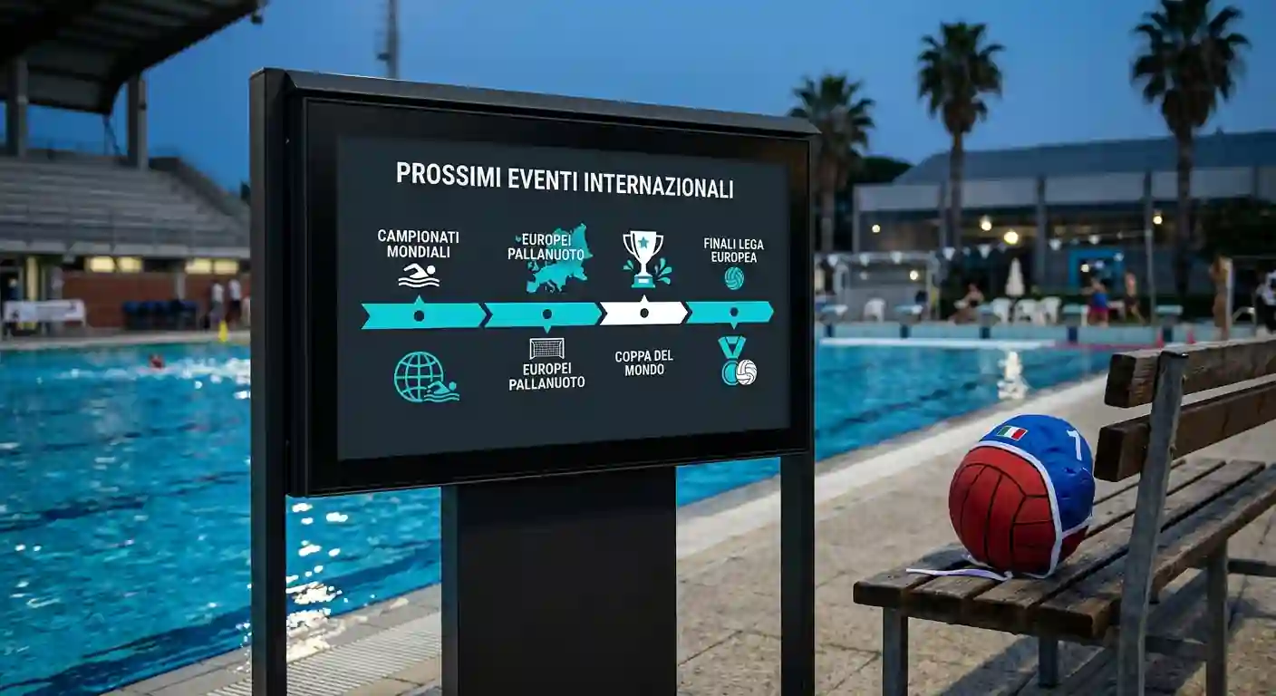 Tabellone con tornei internazionali in cui gioca il Settebello di pallanuoto