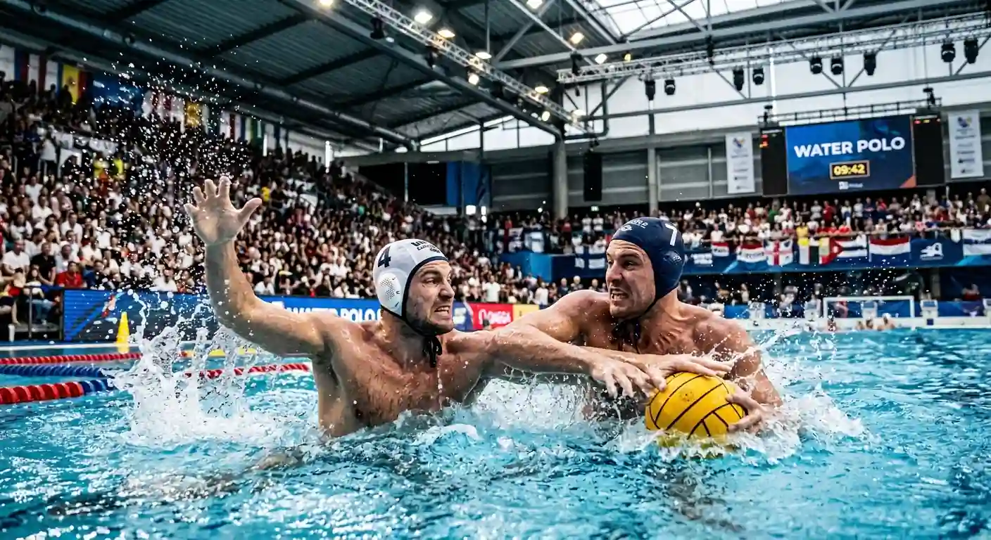 Settebello in azione ai quarti di finale delle Olimpiadi di Parigi 2024 di pallanuoto
